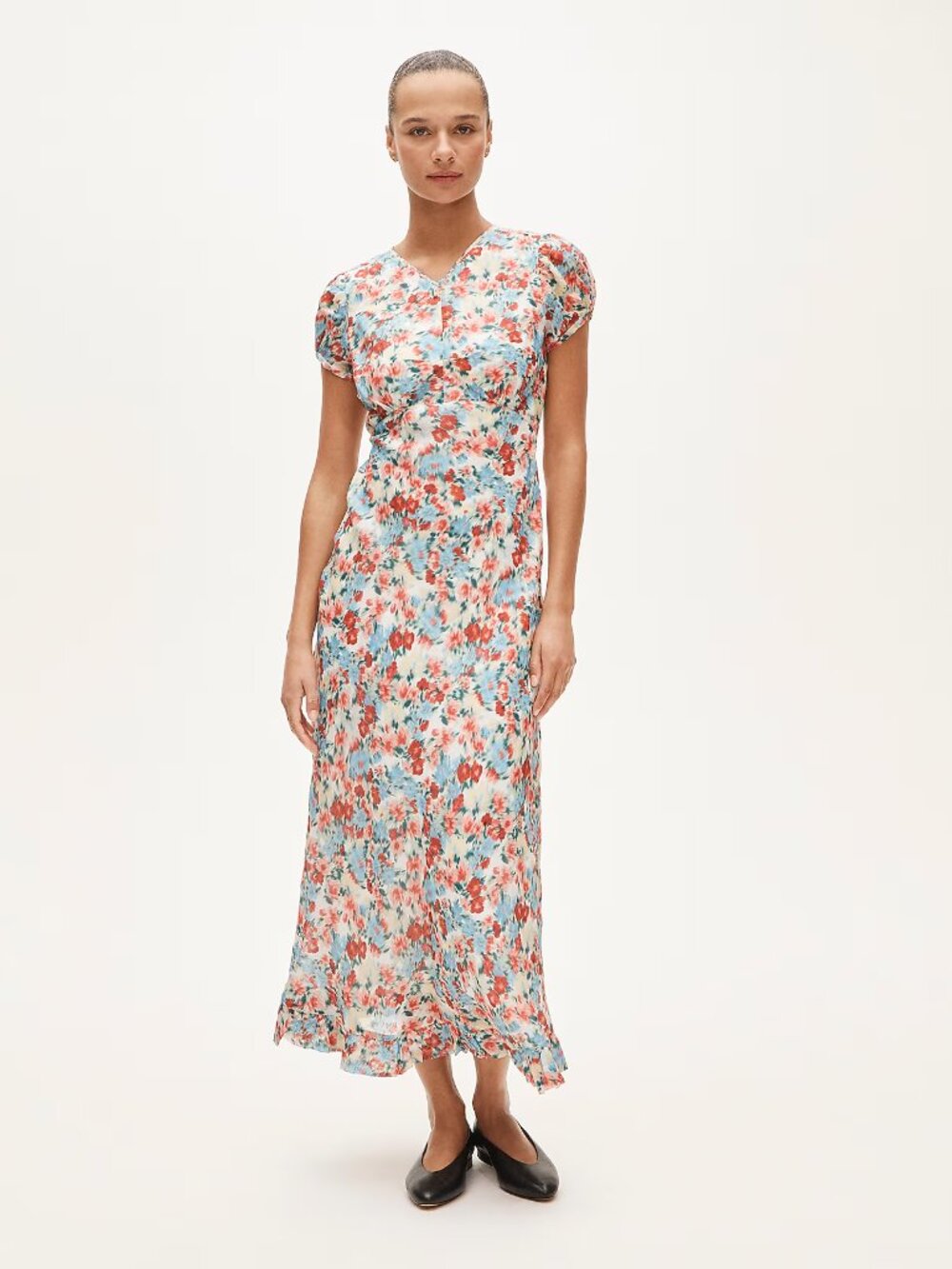 J.Crew Ruffle-hem midi dress-ramie-watercolor-NWT